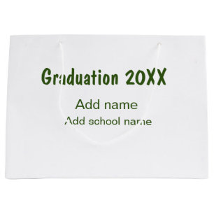 Bolsa De Regalo Grande Graduación 20XX añadir nombre de año escuela verde