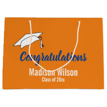 Graduación de felicitaciones naranja y blanco