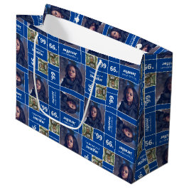 Bolsa De Regalo Grande Graduación de foto cuadrada clase año azul
