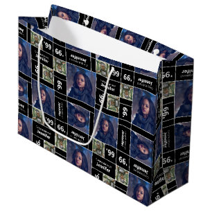 Bolsa De Regalo Grande Graduación de fotografía cuadrada año negro
