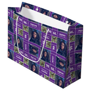 Bolsa De Regalo Grande Graduación de fotografía cuadrada año púrpura