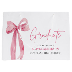 Bolsa De Regalo Grande Graduación de Graduado de Coquette de Bow Rosado M