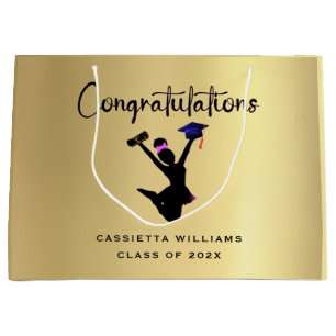 Bolsa De Regalo Grande Graduación de oro afroamericano