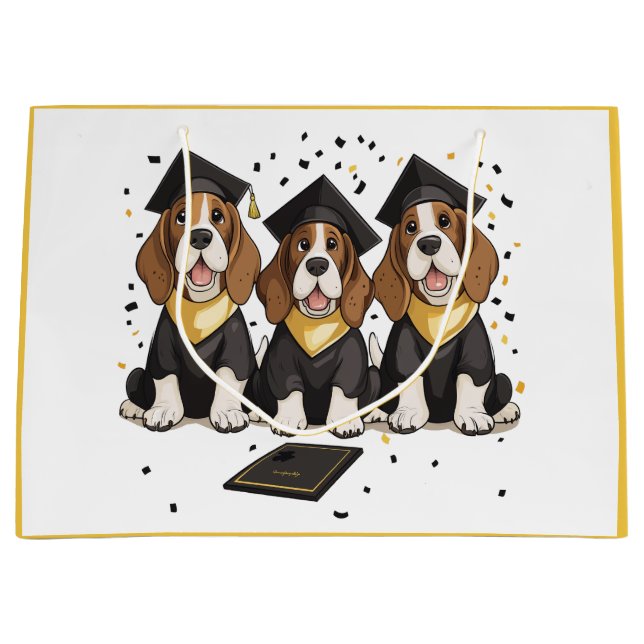 Bolsa De Regalo Grande Graduación de Perros de Hound Basset (Anverso)