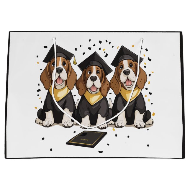 Bolsa De Regalo Grande Graduación de Perros de Hound Basset (Anverso)