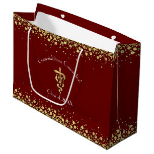 Bolsa De Regalo Grande Graduación de Veterinaria Granate Dorado