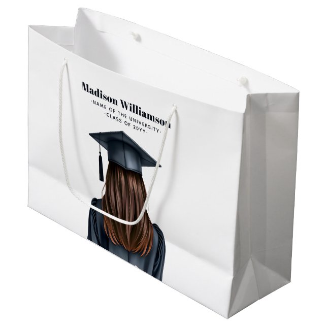 Bolsa De Regalo Grande Graduación moderna personalizada Graduada mujer (Angulo Anverso)