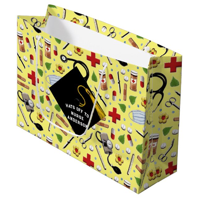 Bolsa De Regalo Grande Graduación personalizada de enfermeras (Angulo Anverso)
