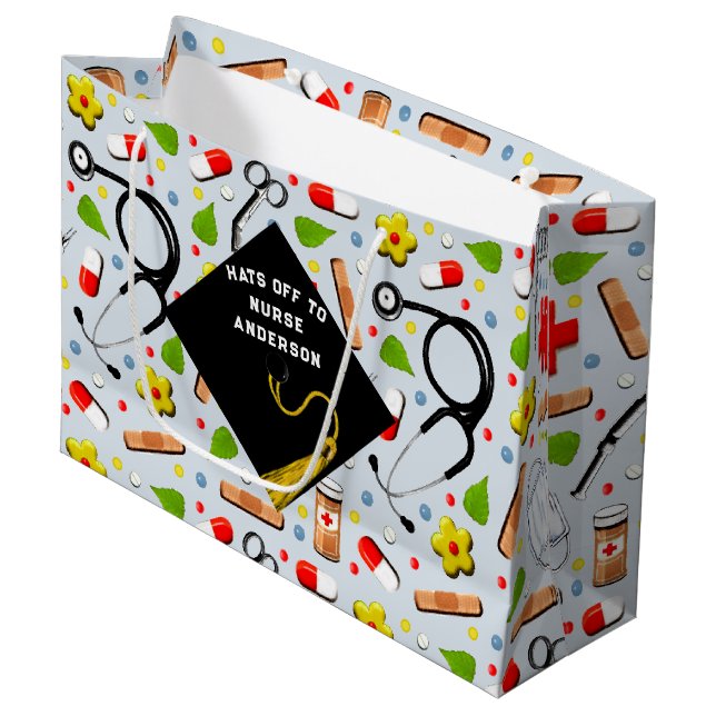 Bolsa De Regalo Grande Graduación personalizada de enfermeras (Angulo Anverso)