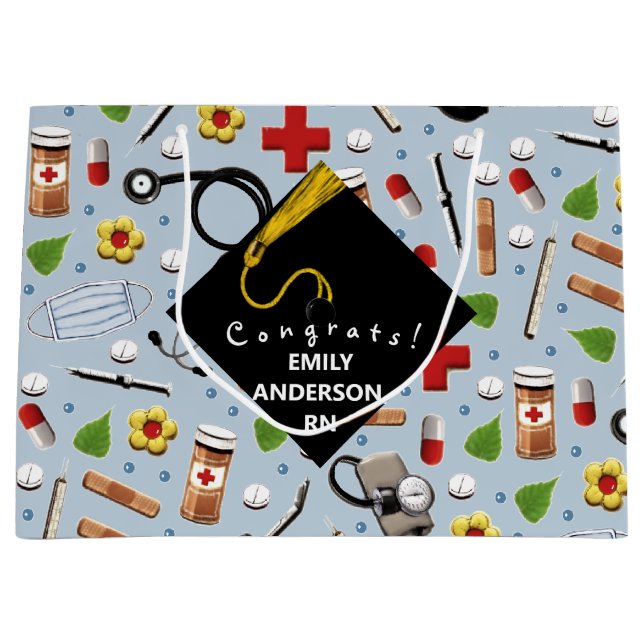 Bolsa De Regalo Grande Graduación personalizada de enfermeras (Anverso)