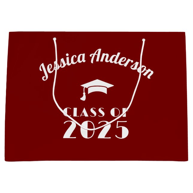 Bolsa De Regalo Grande Graduación personalizada de Marrón y Blanco (Anverso)