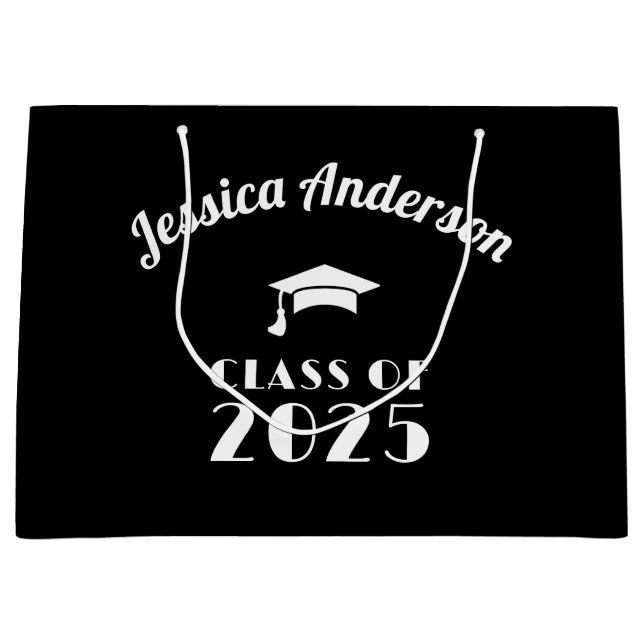 Bolsa De Regalo Grande Graduación personalizada en blanco y negro (Anverso)