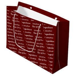 Bolsa De Regalo Grande Graduación Rojo Oscuro y Blanco Felicitaciones Gra