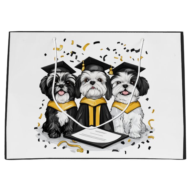Bolsa De Regalo Grande Graduación Shih Tzu Dogs (Anverso)