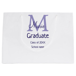 Bolsa De Regalo Grande Graduado añadir nombre monograma púrpura simple mí