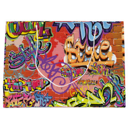 Bolsa De Regalo Grande Graffiti garabateado, raspado o rociado ladrillos