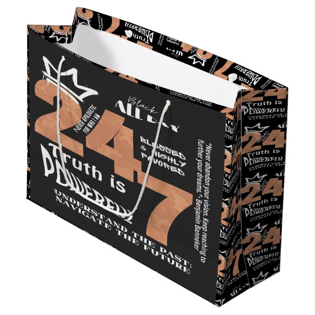 Bolsa De Regalo Grande Gráfico de eslóganes Black All Day 24/7 (Angulo Anverso)