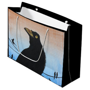 Bolsa De Regalo Grande Grajo Austin Texas Amante de las Aves Pintura de V
