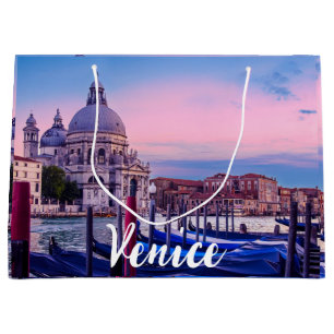 Bolsa De Regalo Grande Gran Canal con góndolas e iglesia en Venecia