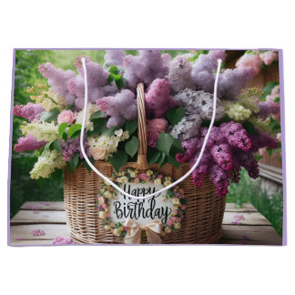 Bolsa De Regalo Grande Gran cesta con Lilacs, feliz cumpleaños de Natasha