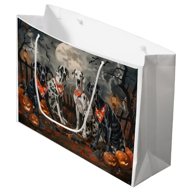 Bolsa De Regalo Grande Gran Dane Halloween Spooky (Angulo Anverso)