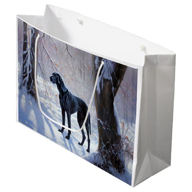 Bolsa De Regalo Grande Gran Danés Deja que nieve Navidad (Angulo Anverso)