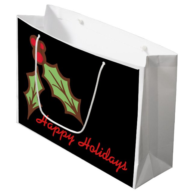 Bolsa De Regalo Grande Gran Navidad Holly Gift Bag (Angulo Anverso)