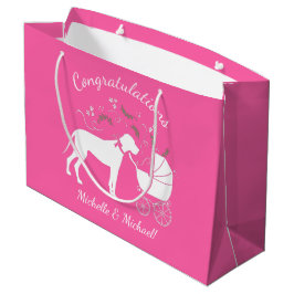 Bolsa De Regalo Grande Gran perro dane Chica rosa de porcino Baby Shower