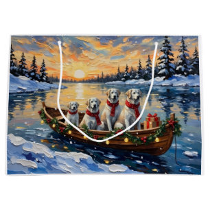 Bolsa De Regalo Grande Gran Pirineo Barco de Navidad Vacaciones