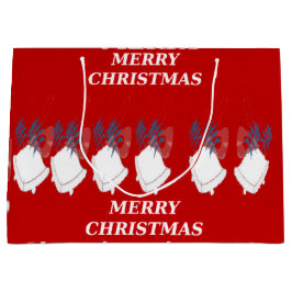 Bolsa De Regalo Grande Grand Sac Cadeau "Merry Christmas" – Rouge Festif