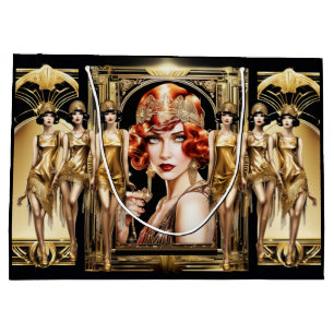 Bolsa De Regalo Grande Grandes gatsby del chica redhead, fiesta de los añ