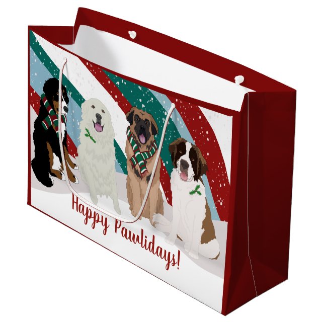 Bolsa De Regalo Grande Grandes Navidades de Berger Leonberger Grandes Pir (Angulo Anverso)