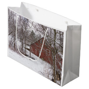 Bolsa De Regalo Grande Granero rojo en la nieve