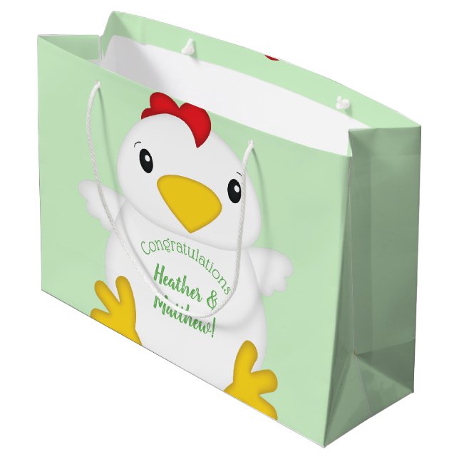 Bolsa De Regalo Grande Granja Baby Shower de pollo (Angulo reverso)