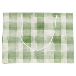 Bolsa De Regalo Grande Granja Green Cream Plaid Bridal Shower