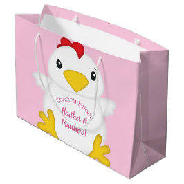 Bolsa De Regalo Grande Granja rosa Baby Shower de pollo