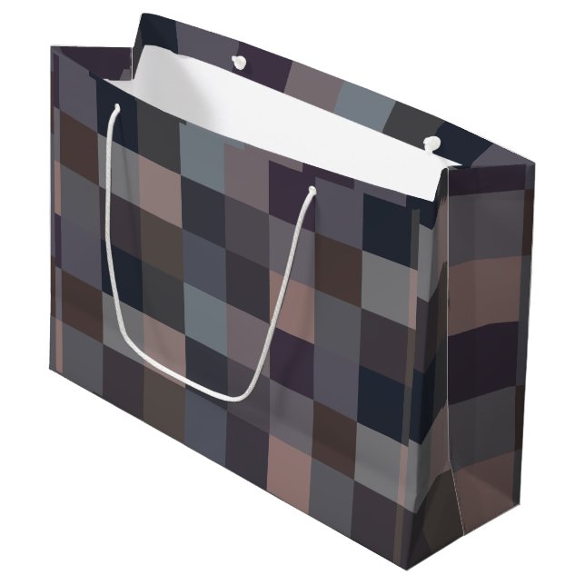 Bolsa De Regalo Grande Gray Color Checkerboard (Angulo Anverso)