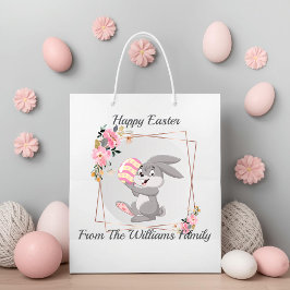 Bolsa De Regalo Grande Gray Easter Bunny Personalized Gift Bag