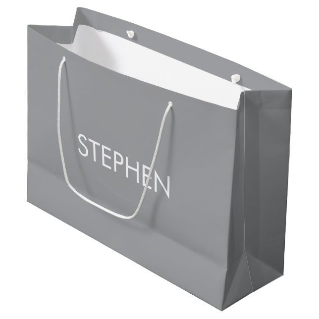 Bolsa De Regalo Grande Gray minimalist custom name  (Angulo Anverso)