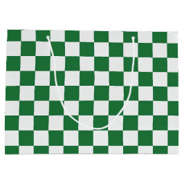 Bolsa De Regalo Grande Green and White  Holiday Check