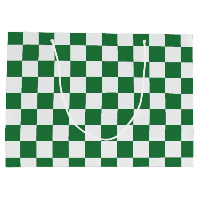 Bolsa De Regalo Grande Green and White  Holiday Check (Reverso)