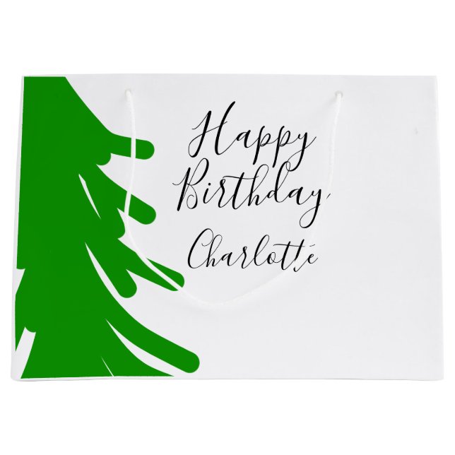 Bolsa De Regalo Grande Green Christmas tree happy birthday December winte (Anverso)