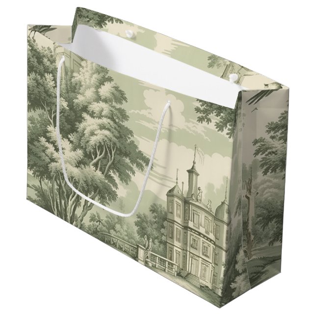 Bolsa De Regalo Grande Green Countryside Hot Air Balloon Toile (7) (Angulo Anverso)