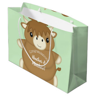 Bolsa De Regalo Grande Green de la vaca escocesa Baby Shower