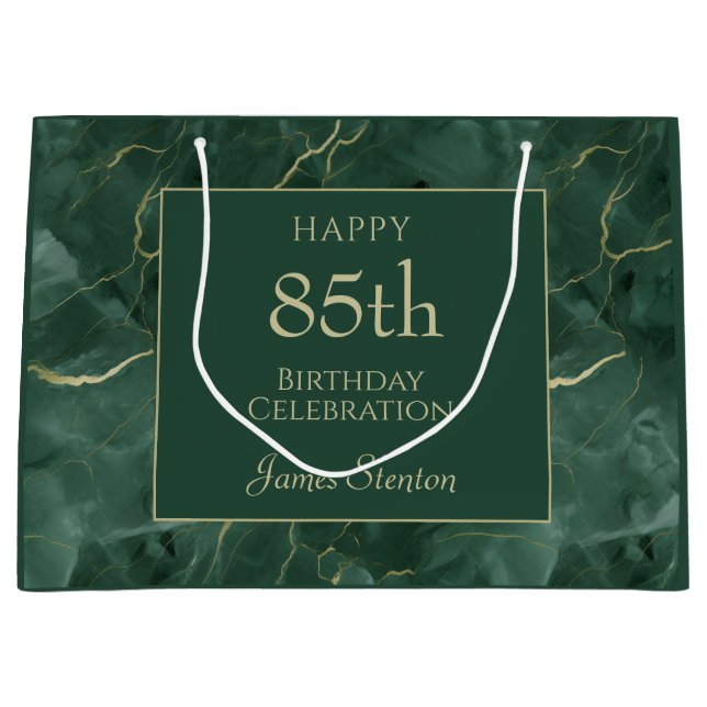 Bolsa De Regalo Grande Green Marble 85th Birthday (Anverso)