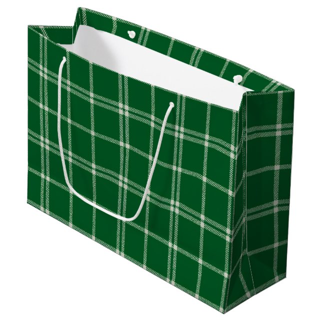 Bolsa De Regalo Grande Green Mistletoe Plaid (Angulo Anverso)