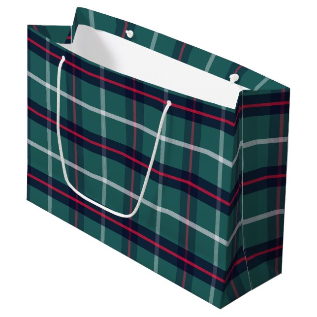 Bolsa De Regalo Grande Green Plaid Gift Bag (Angulo Anverso)