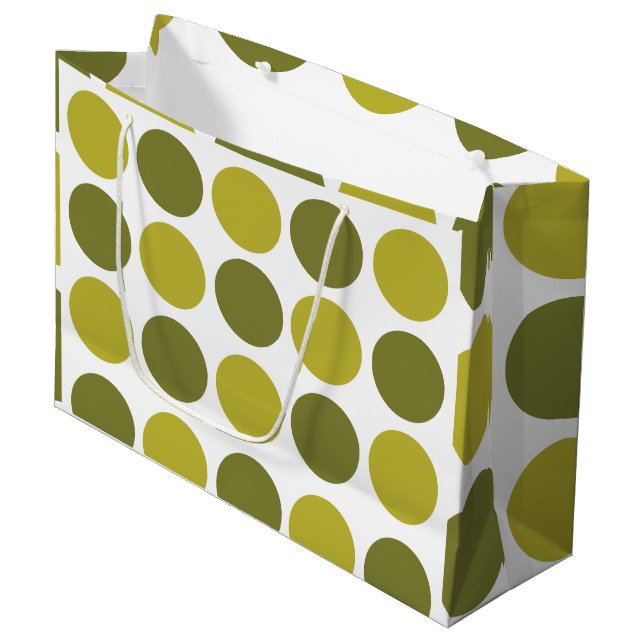 Bolsa De Regalo Grande Green Polka Dots Baby Shower Birthday (Angulo Anverso)