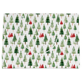 Bolsa De Regalo Grande Green Red Christmas Trees 