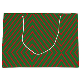 Bolsa De Regalo Grande Green & Red Diagonal Lines Gift Bag
